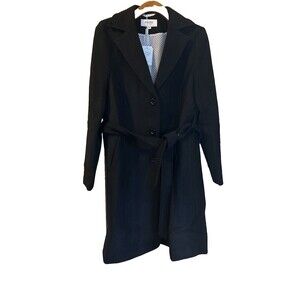 NEW Haute Edition Women's Walker Black Belted 3 Button Wool Blend Peacoat Sz 1X